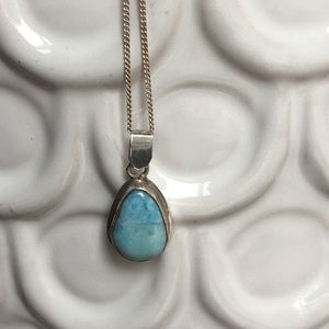 Sterling Silver Necklace with Larimar Pendant
